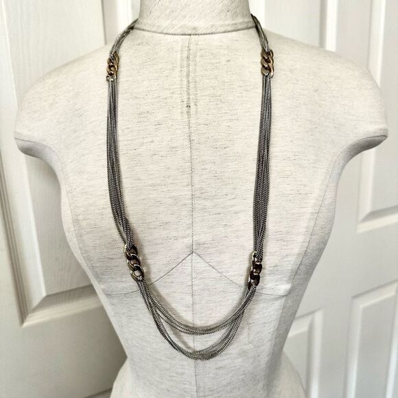 Premier Designs silver/gold tone chain link necklace - Picture 1 of 9